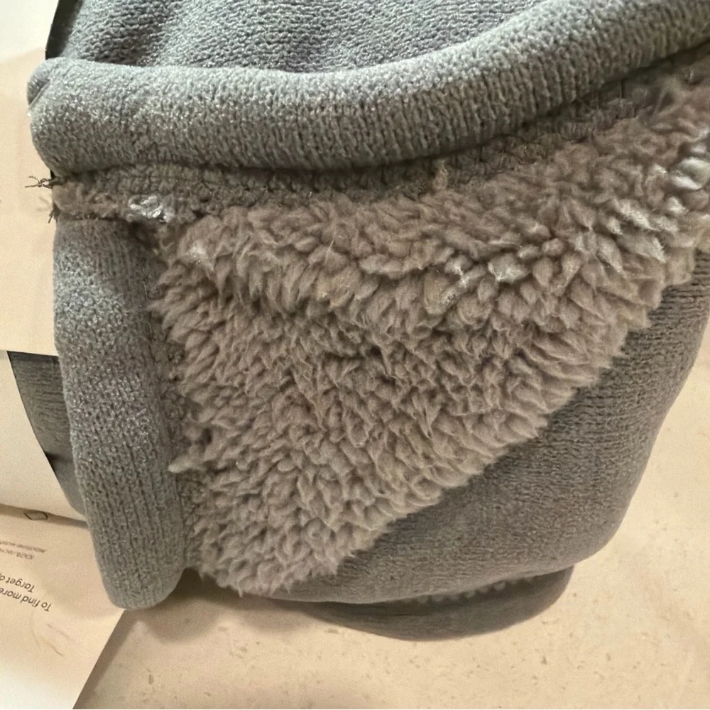 Chenille Throw Blanket with Faux Shearling Reverse Gray - Threshold Lightweight